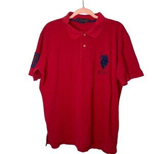 U.S. Polo Association Mens Polo Shirt Red Size Large Big Pony Blue Pure Cotton